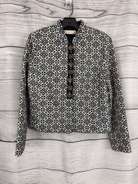 NWT Tory Burch Textured Jacquard Jacket Floral Button Front Size 8